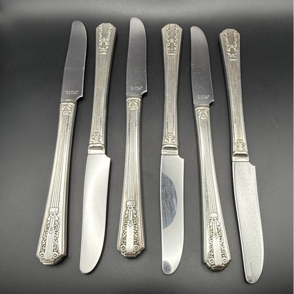 Vintage Oneida Wm A Rogers Silverplate Grille Knife Avenue Pattern 1939 Set Of 6